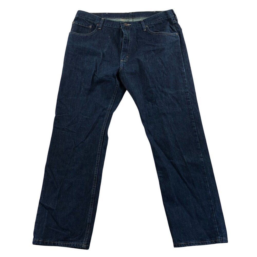 Wrangler Mens Jeans 38x30 Blue Dark Denim Straight Fit Relaxed Classic Casual